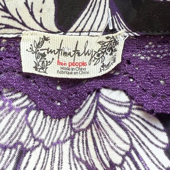 Intimately Free People Blouse Womens S Black Floral Peplum Button Detail - Picture 4 of 5